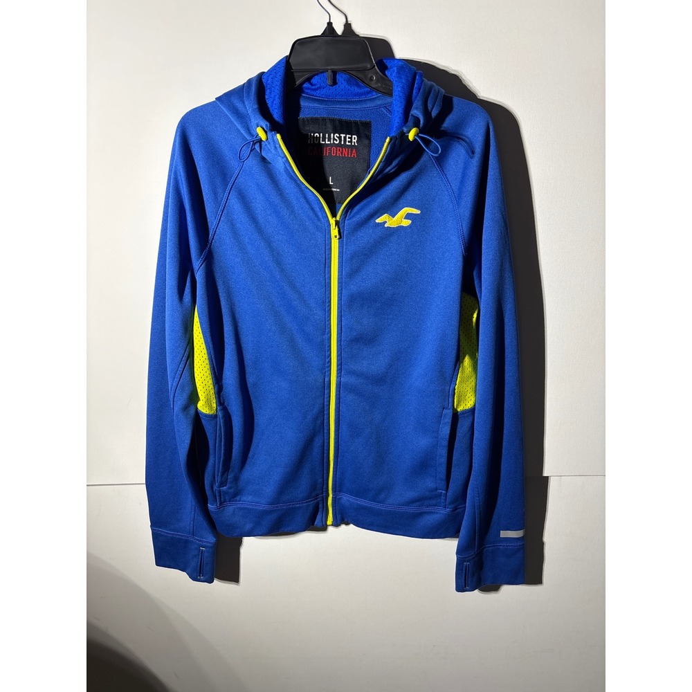 Hollister California Hoodie Full‎ Zip Blue Yellow Athletic Jacket - L